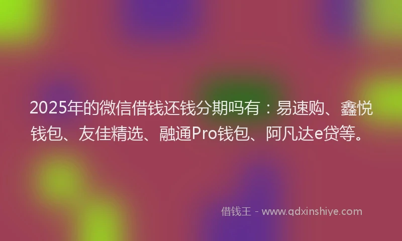 2025年的微信借钱还钱分期吗有：易速购、鑫悦钱包、友佳精选、融通Pro钱包、阿凡达e贷等。