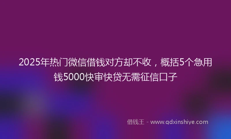 2025年热门微信借钱对方却不收，概括5个急用钱5000快审快贷无需征信口子