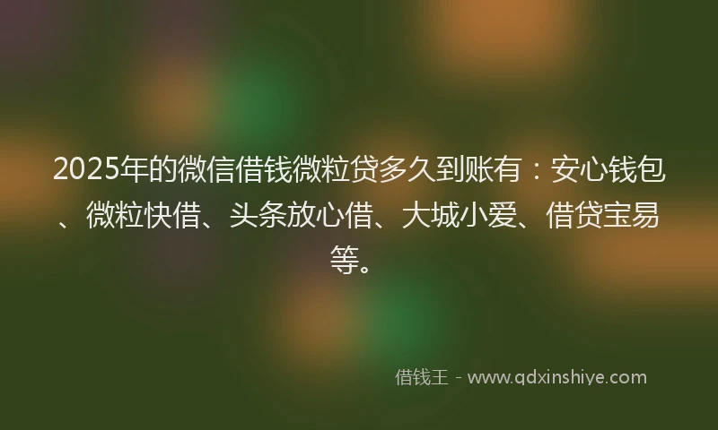 2025年的微信借钱微粒贷多久到账有：安心钱包、微粒快借、头条放心借、大城小爱、借贷宝易等。