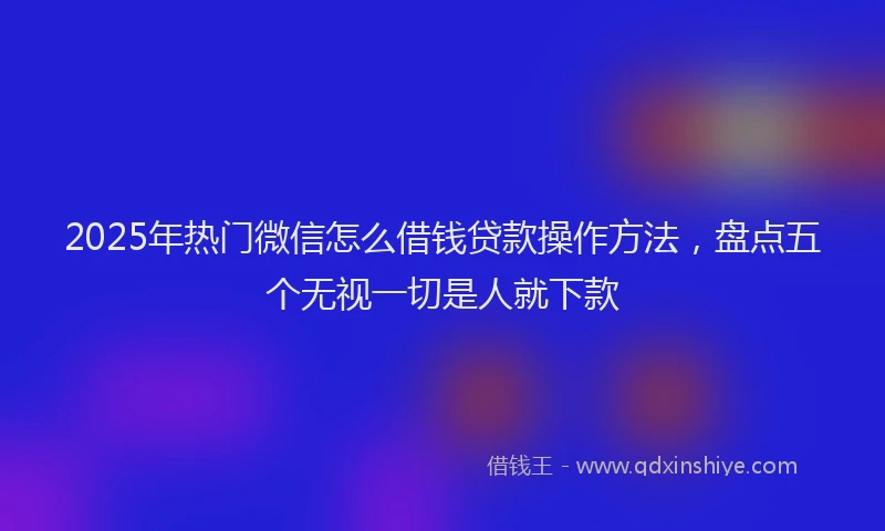 2025年热门微信怎么借钱贷款操作方法，盘点五个无视一切是人就下款