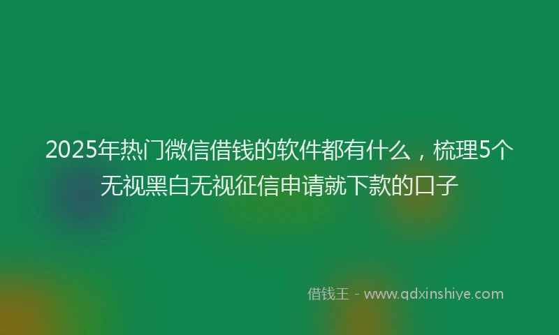 2025年热门微信借钱的软件都有什么，梳理5个无视黑白无视征信申请就下款的口子