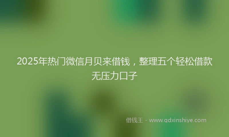 2025年热门微信月贝来借钱，整理五个轻松借款无压力口子