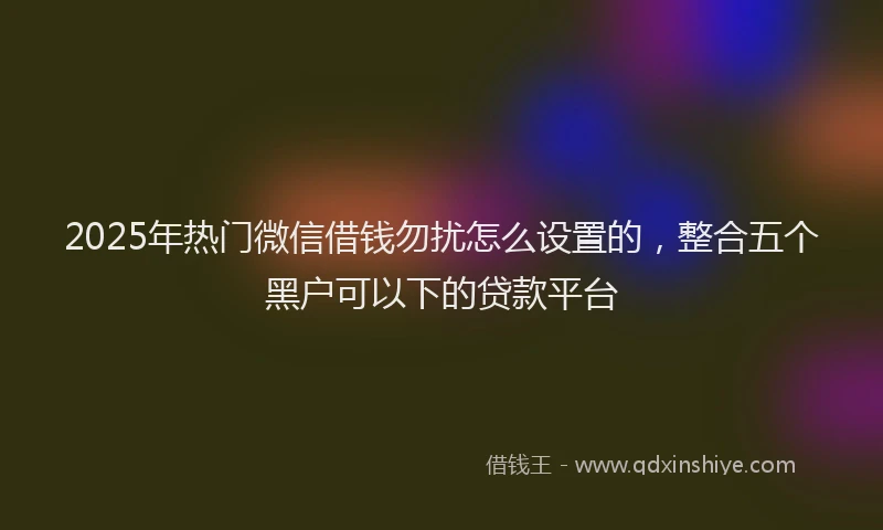 2025年热门微信借钱勿扰怎么设置的，整合五个黑户可以下的贷款平台