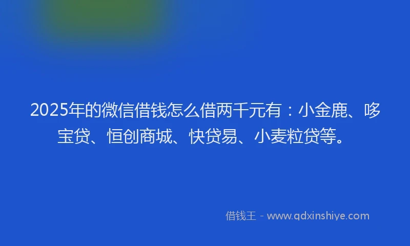 2025年的微信借钱怎么借两千元有：小金鹿、哆宝贷、恒创商城、快贷易、小麦粒贷等。