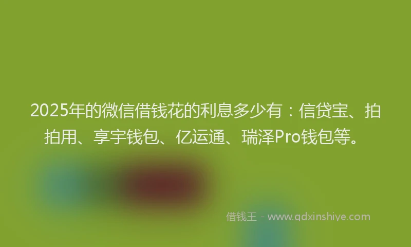 2025年的微信借钱花的利息多少有：信贷宝、拍拍用、享宇钱包、亿运通、瑞泽Pro钱包等。