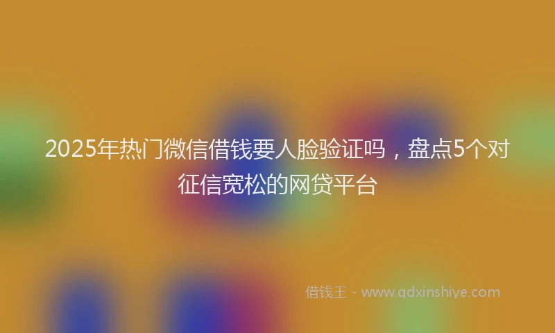 2025年热门微信借钱要人脸验证吗，盘点5个对征信宽松的网贷平台