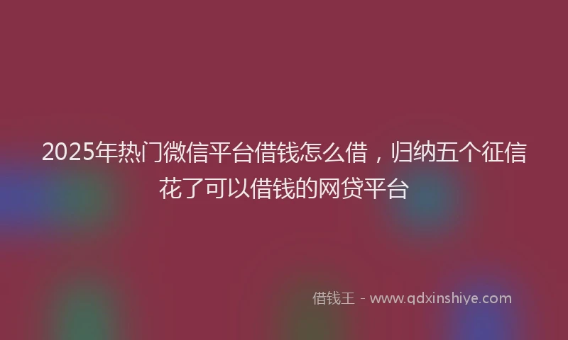 2025年热门微信平台借钱怎么借，归纳五个征信花了可以借钱的网贷平台