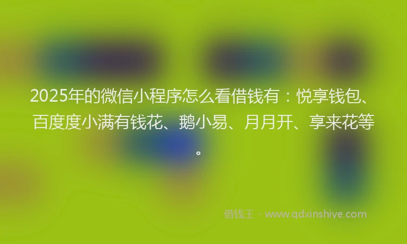 2025年的微信小程序怎么看借钱有：悦享钱包、百度度小满有钱花、鹅小易、月月开、享来花等。