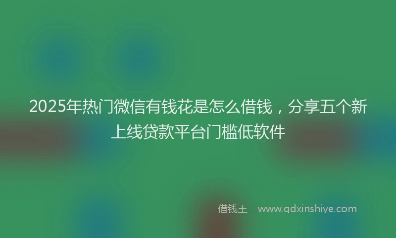 2025年热门微信有钱花是怎么借钱，分享五个新上线贷款平台门槛低软件
