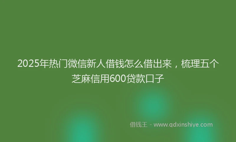 2025年热门微信新人借钱怎么借出来，梳理五个芝麻信用600贷款口子