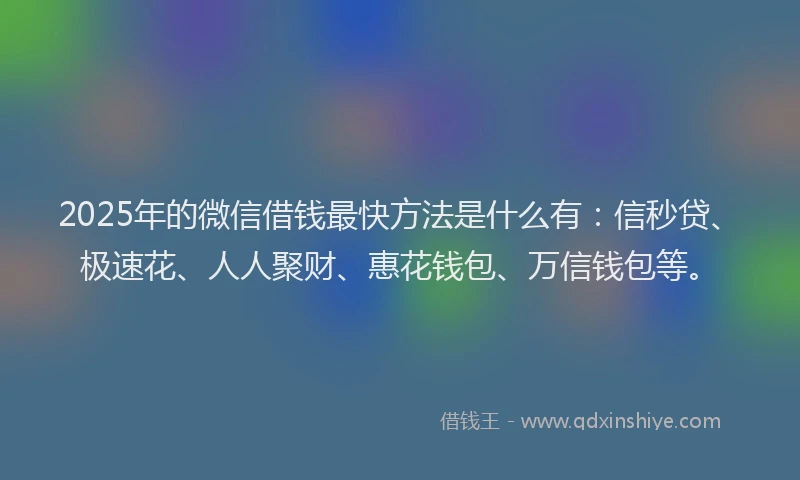 2025年的微信借钱最快方法是什么有：信秒贷、极速花、人人聚财、惠花钱包、万信钱包等。
