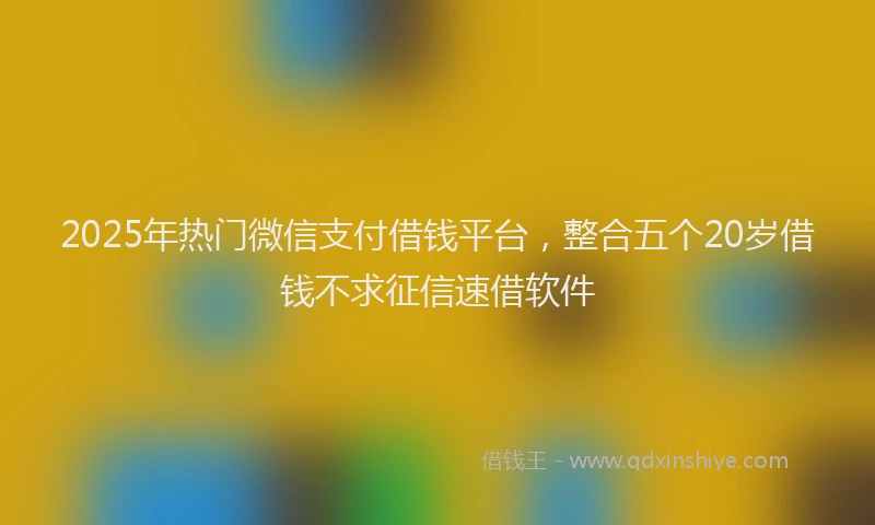 2025年热门微信支付借钱平台，整合五个20岁借钱不求征信速借软件
