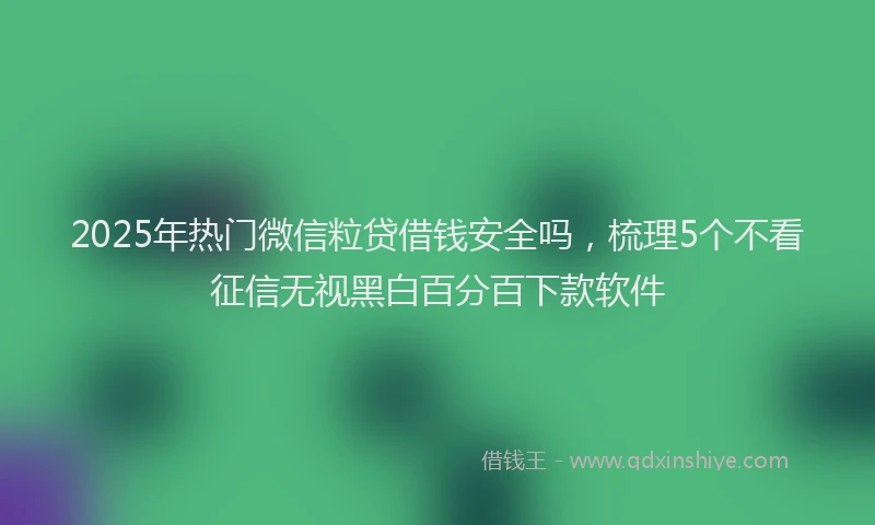 2025年热门微信粒贷借钱安全吗，梳理5个不看征信无视黑白百分百下款软件