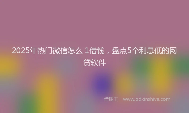 2025年热门微信怎么 1借钱，盘点5个利息低的网贷软件