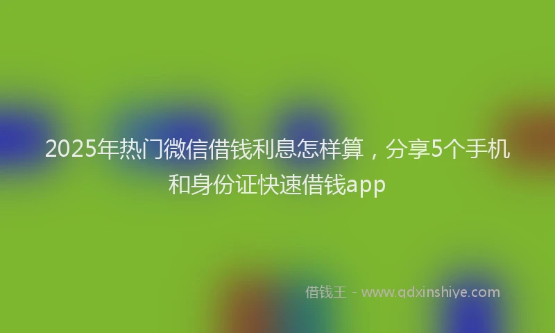 2025年热门微信借钱利息怎样算，分享5个手机和身份证快速借钱app
