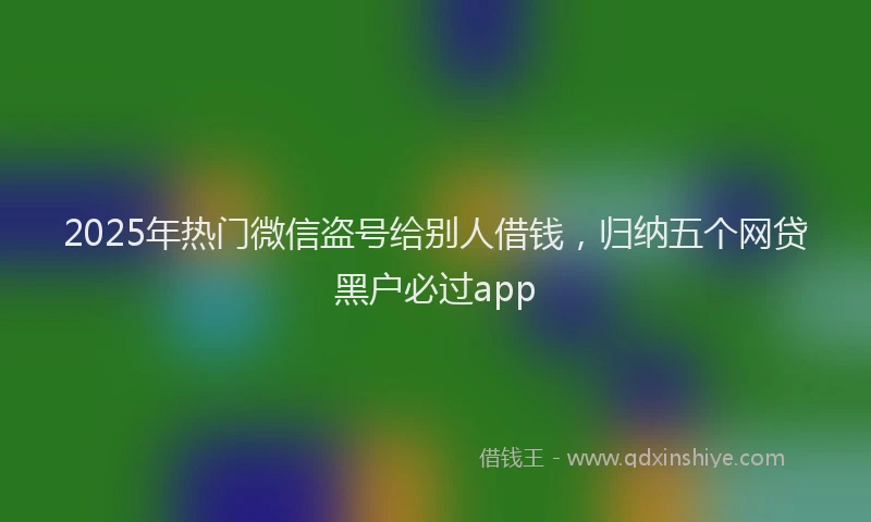 2025年热门微信盗号给别人借钱，归纳五个网贷黑户必过app