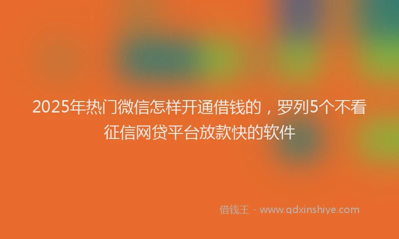 2025年热门微信怎样开通借钱的，罗列5个不看征信网贷平台放款快的软件