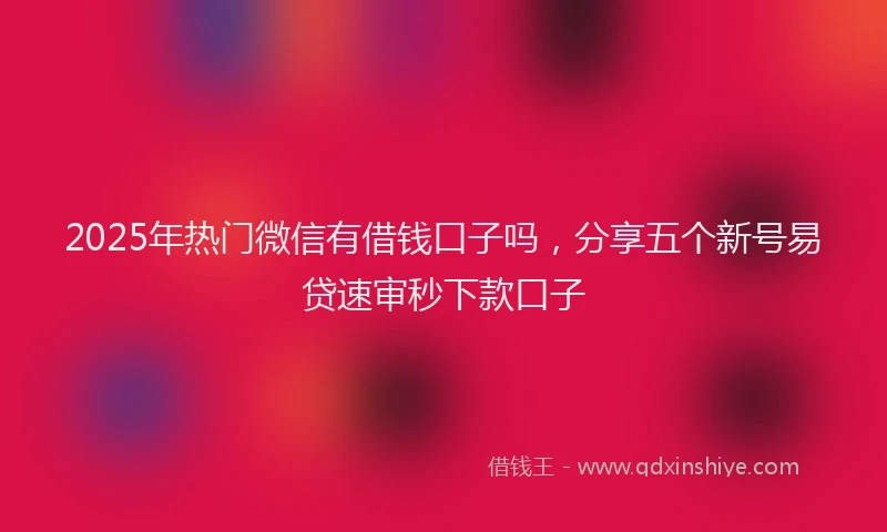 2025年热门微信有借钱口子吗，分享五个新号易贷速审秒下款口子