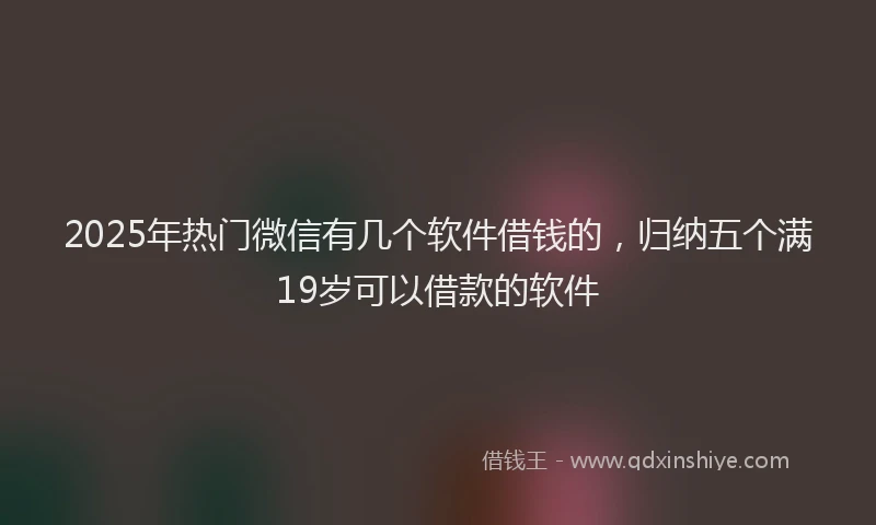 2025年热门微信有几个软件借钱的，归纳五个满19岁可以借款的软件