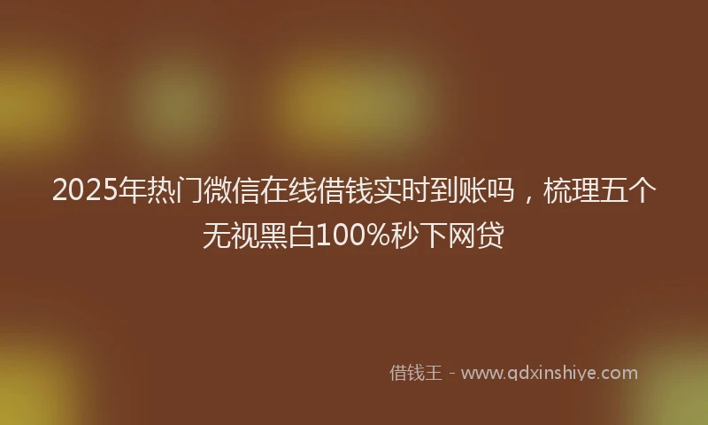 2025年热门微信在线借钱实时到账吗，梳理五个无视黑白100%秒下网贷
