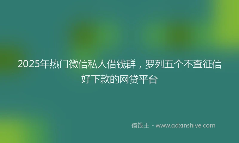 2025年热门微信私人借钱群，罗列五个不查征信好下款的网贷平台