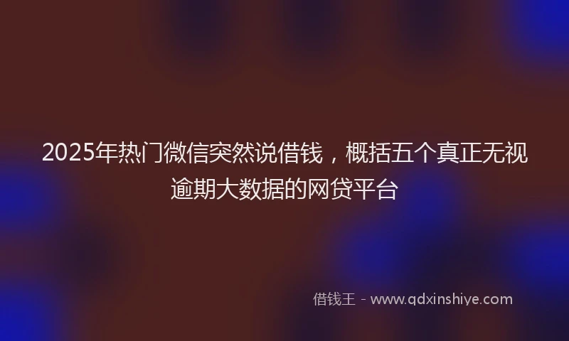 2025年热门微信突然说借钱，概括五个真正无视逾期大数据的网贷平台