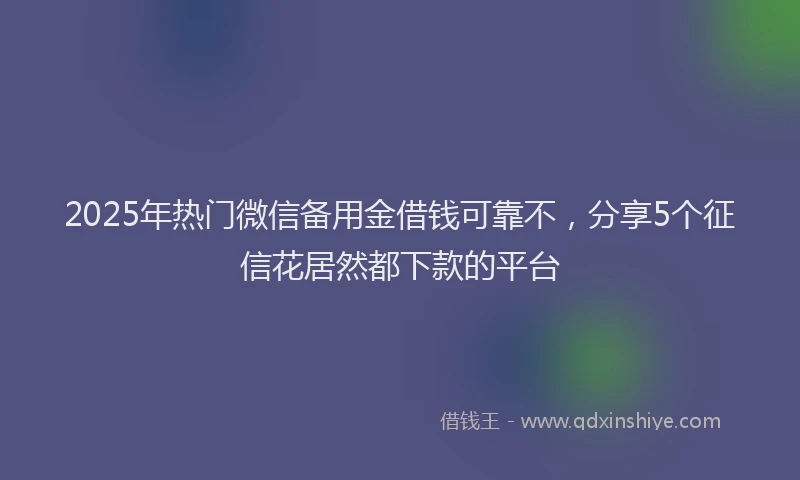 2025年热门微信备用金借钱可靠不，分享5个征信花居然都下款的平台