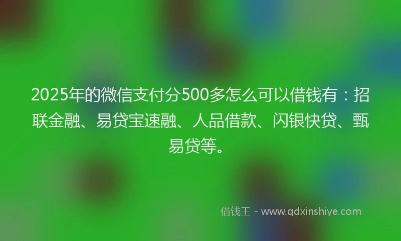 2025年的微信支付分500多怎么可以借钱有：招联金融、易贷宝速融、人品借款、闪银快贷、甄易贷等。