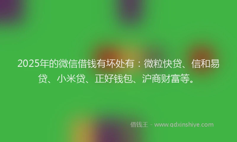 2025年的微信借钱有坏处有：微粒快贷、信和易贷、小米贷、正好钱包、沪商财富等。