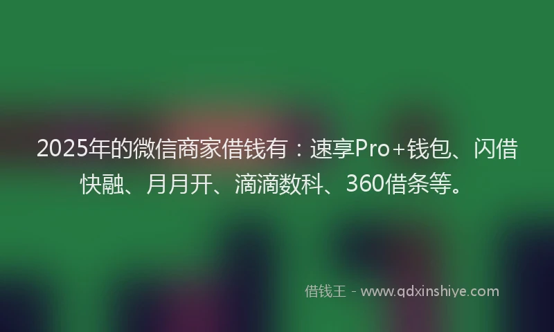 2025年的微信商家借钱有：速享Pro+钱包、闪借快融、月月开、滴滴数科、360借条等。