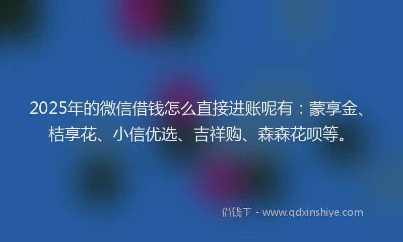 2025年的微信借钱怎么直接进账呢有：蒙享金、桔享花、小信优选、吉祥购、森森花呗等。