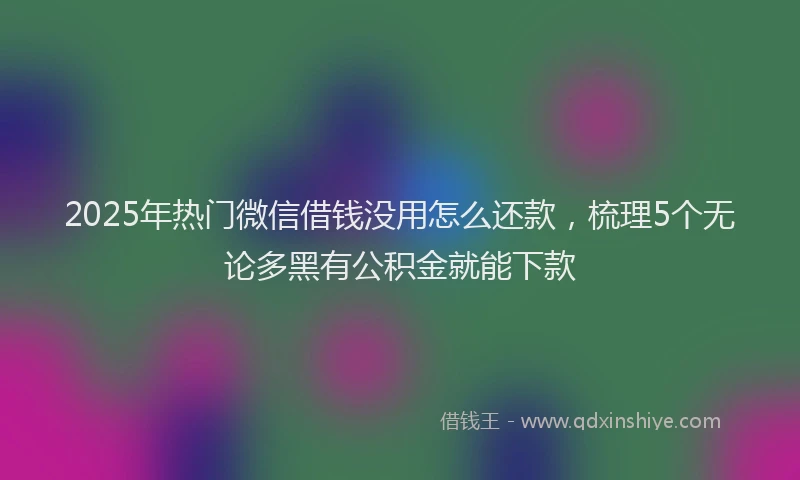 2025年热门微信借钱没用怎么还款，梳理5个无论多黑有公积金就能下款
