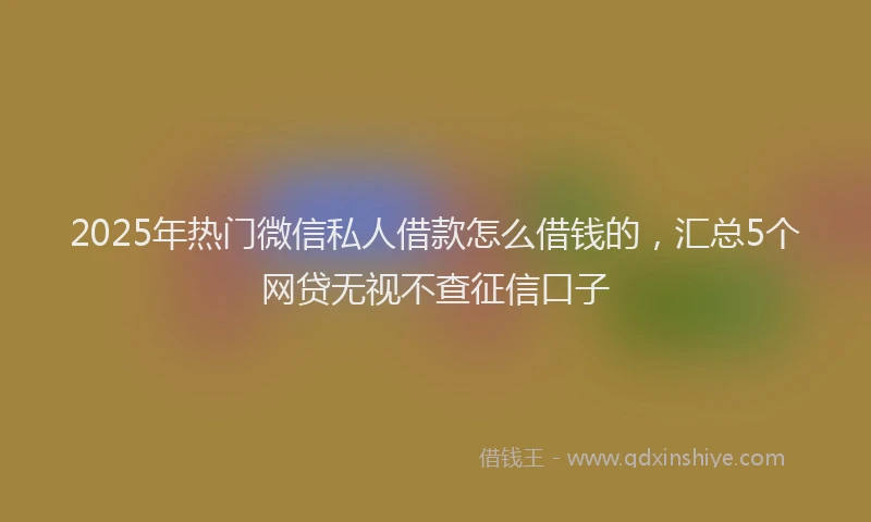 2025年热门微信私人借款怎么借钱的，汇总5个网贷无视不查征信口子
