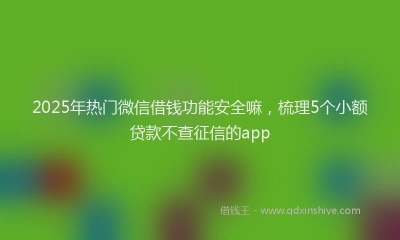 2025年热门微信借钱功能安全嘛，梳理5个小额贷款不查征信的app