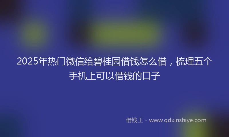 2025年热门微信给碧桂园借钱怎么借，梳理五个手机上可以借钱的口子