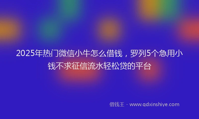 2025年热门微信小牛怎么借钱，罗列5个急用小钱不求征信流水轻松贷的平台