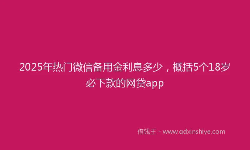 2025年热门微信备用金利息多少，概括5个18岁必下款的网贷app