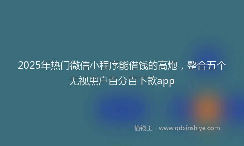 2025年热门微信小程序能借钱的高炮，整合五个无视黑户百分百下款app