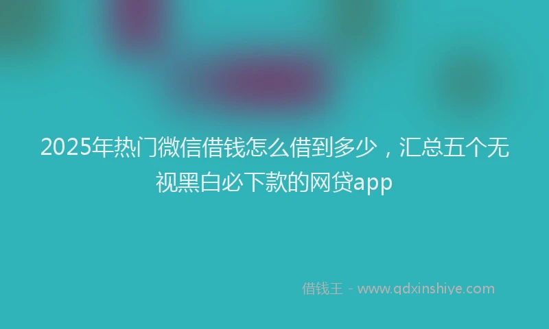 2025年热门微信借钱怎么借到多少，汇总五个无视黑白必下款的网贷app
