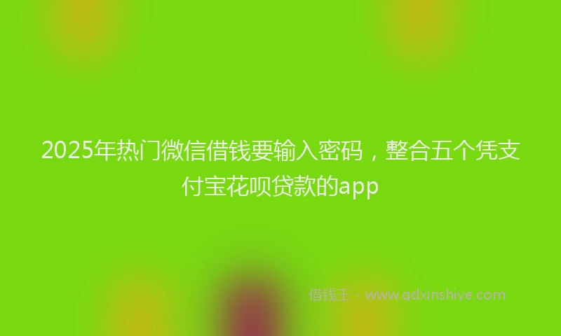 2025年热门微信借钱要输入密码，整合五个凭支付宝花呗贷款的app