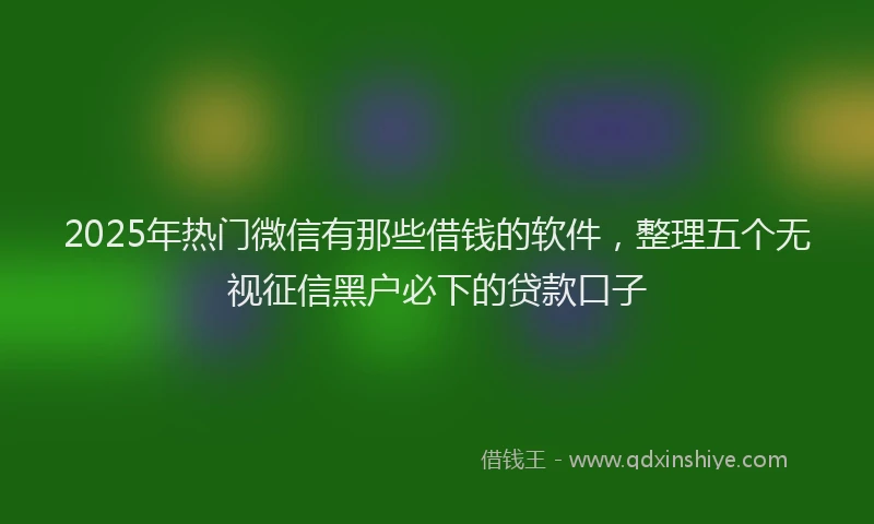 2025年热门微信有那些借钱的软件，整理五个无视征信黑户必下的贷款口子