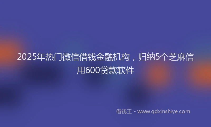 2025年热门微信借钱金融机构，归纳5个芝麻信用600贷款软件