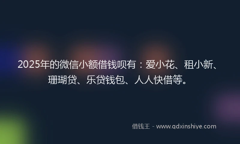 2025年的微信小额借钱呗有：爱小花、租小新、珊瑚贷、乐贷钱包、人人快借等。