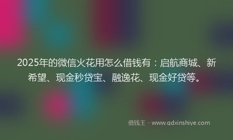 2025年的微信火花用怎么借钱有：启航商城、新希望、现金秒贷宝、融逸花、现金好贷等。