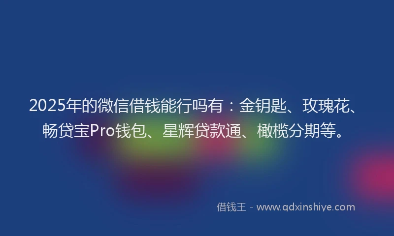 2025年的微信借钱能行吗有：金钥匙、玫瑰花、畅贷宝Pro钱包、星辉贷款通、橄榄分期等。