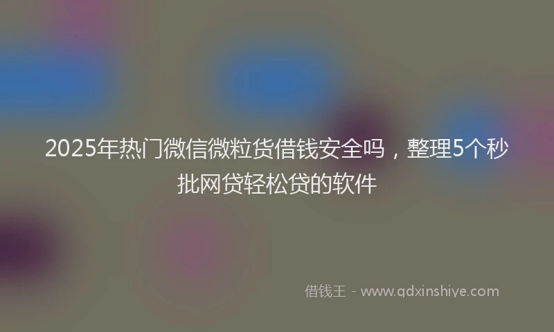 2025年热门微信微粒货借钱安全吗，整理5个秒批网贷轻松贷的软件