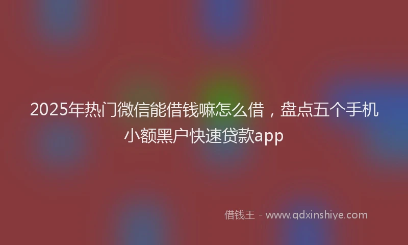 2025年热门微信能借钱嘛怎么借，盘点五个手机小额黑户快速贷款app