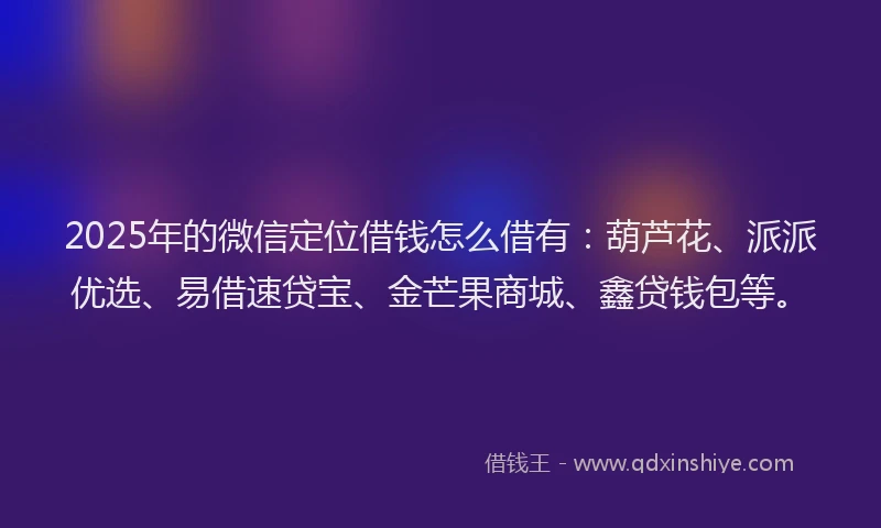 2025年的微信定位借钱怎么借有：葫芦花、派派优选、易借速贷宝、金芒果商城、鑫贷钱包等。