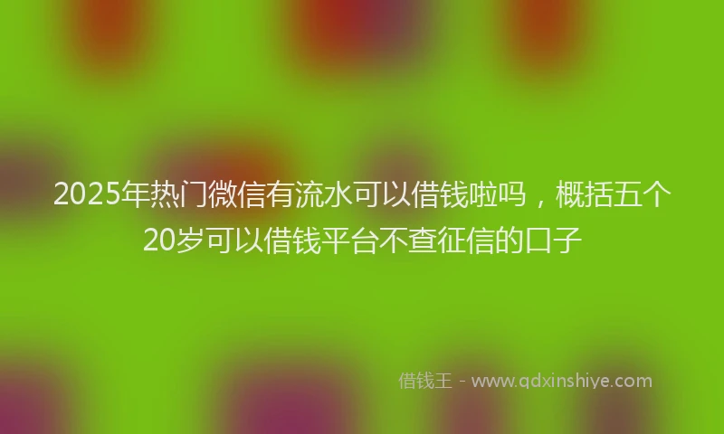2025年热门微信有流水可以借钱啦吗，概括五个20岁可以借钱平台不查征信的口子