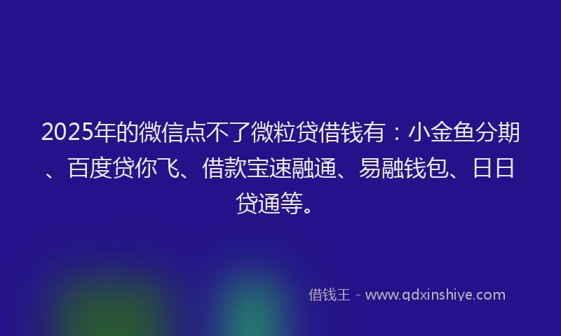 2025年的微信点不了微粒贷借钱有：小金鱼分期、百度贷你飞、借款宝速融通、易融钱包、日日贷通等。
